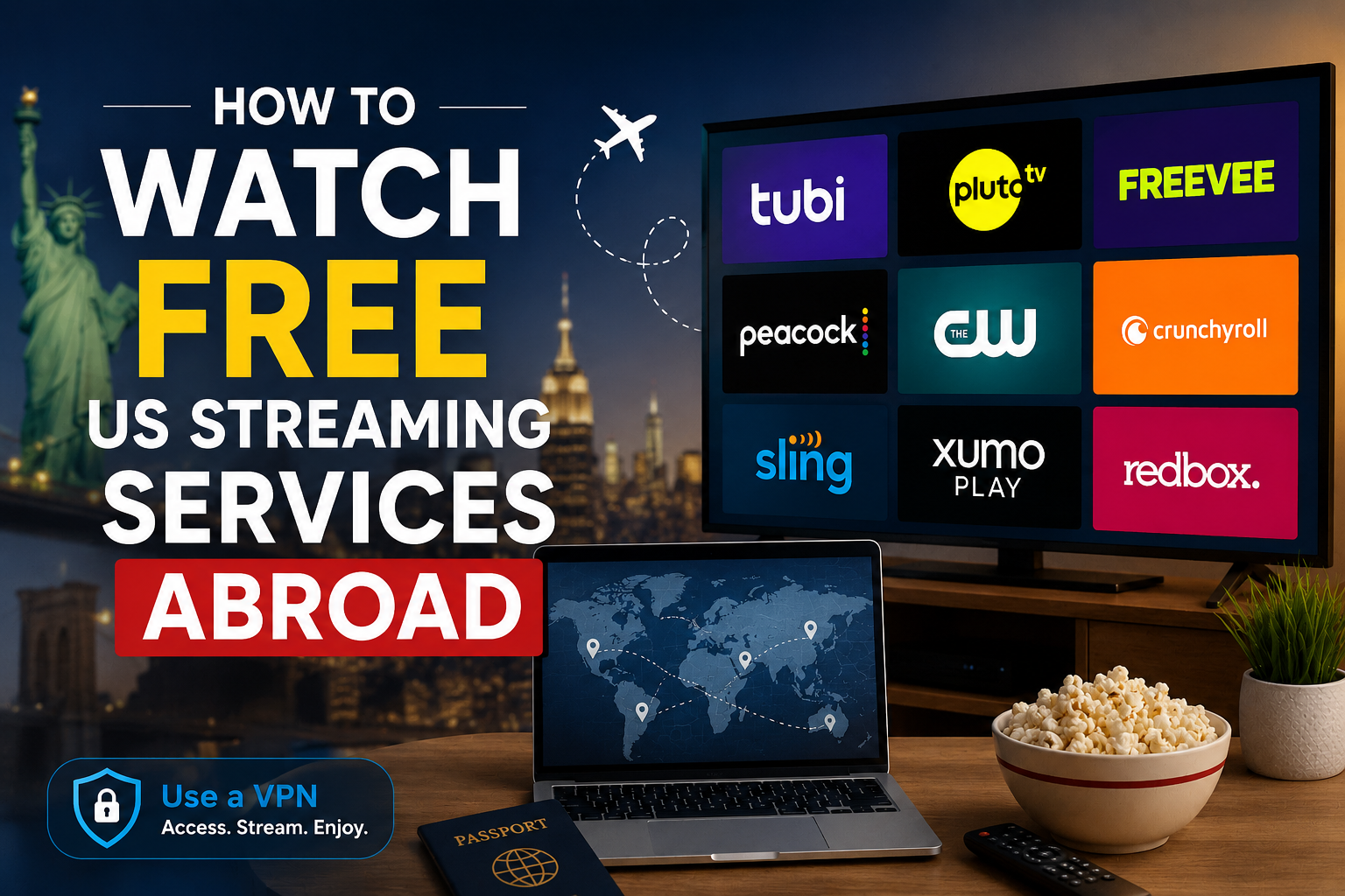 watch free US streaming services abroad