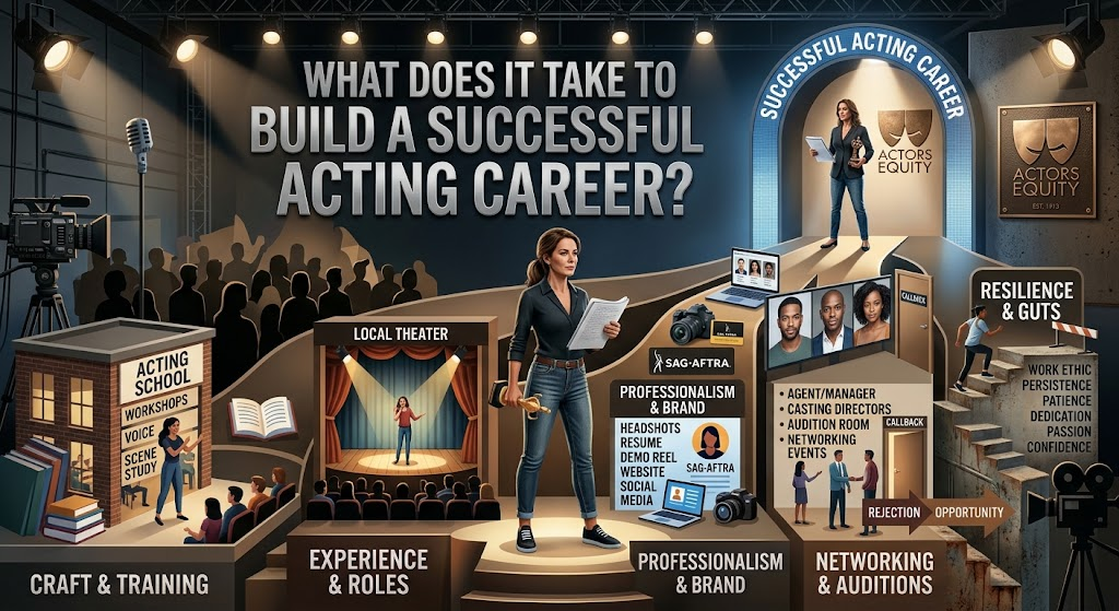 actor preparing for a self-tape audition to build an acting career